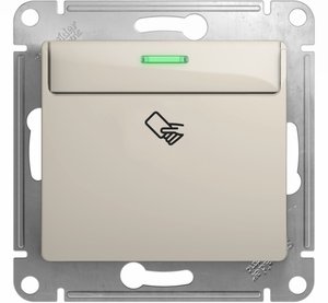 Фото Schneider Electric Glossa GSL000969 Выключатель карточный (10 А, подсветка, под рамку, скрытая установка, молочный)