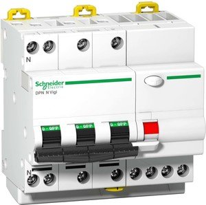 Фото Schneider Electric Acti 9 A9D41720 Автоматический выключатель дифференциального тока трехполюсный+N 20А (тип AC, 6 кА)