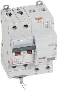 Фото Legrand DX3 411174 Автоматический выключатель дифференциального тока двухполюсный 25А (тип AC, 6 кА)