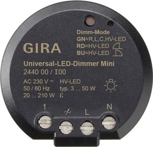 Фото Gira 244000 Диммер универсальный Mini System 3000 (механизм, скрытая установка)