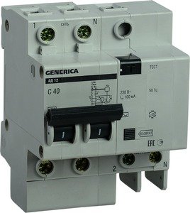 Фото IEK АД-12 MAD15-2-040-C-100 Автоматический выключатель дифференциального тока двухполюсный 40А (тип AC, 4.5 кА)