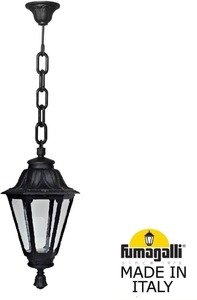Фото Fumagalli Sichem/Rut E26.120.000.AXF1R Подвесной светильник на цепочке с 1 фонарем 850 мм (корпус черный, плафон прозрачный)