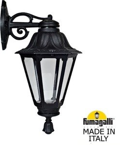 Фото Fumagalli Bisso/Rut Dn E26.131.000.AXF1RDN Светильник консольный уличный на стену с 1 фонарем 500 мм (корпус черный, плафон прозрачный)