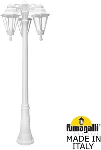 Фото Fumagalli Gigi Bisso/Rut 3L E26.156.S30.WXF1RDN Светильник садовый с 3 фонарями 1850 мм (корпус белый, плафон прозрачный)