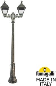 Фото Fumagalli Bisso/Cefa 2L U23.156.S20.BXF1R Светильник садовый с 2 фонарями 2170 мм (корпус античная бронза, плафон прозрачный)