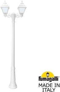 Фото Fumagalli Bisso/Cefa 2L U23.156.S20.WYF1R Светильник садовый с 2 фонарями 2170 мм (корпус белый, плафон матовый)