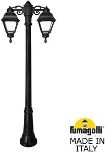 Фото Fumagalli Bisso/Cefa 2L Dn U23.156.S20.AXF1RDN Светильник садовый с 2 фонарями 1850 мм (корпус черный, плафон прозрачный)