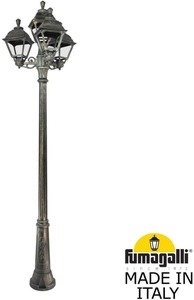 Фото Fumagalli Bisso/Cefa 3+1 U23.157.S31.BXF1R Светильник садовый с 4 фонарями 2550 мм (корпус античная бронза, плафон прозрачный)