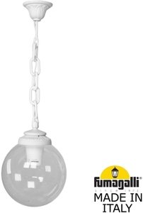 Фото Fumagalli Sichem/G250 G25.120.000.WXE27 Подвесной светильник на цепочке с 1 фонарем 700 мм (корпус белый, плафон прозрачный)