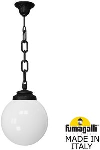 Фото Fumagalli Sichem/G250 G25.120.000.AYE27 Подвесной светильник на цепочке с 1 фонарем 700 мм (корпус черный, плафон матовый)