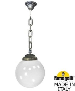Фото Fumagalli Sichem/G250 G25.120.000.BYE27 Подвесной светильник на цепочке с 1 фонарем 700 мм (корпус античная бронза, плафон матовый)