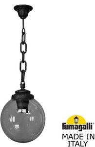 Фото Fumagalli Sichem/G250 G25.120.000.AZE27 Подвесной светильник на цепочке с 1 фонарем 700 мм (корпус черный, плафон дымчатый)