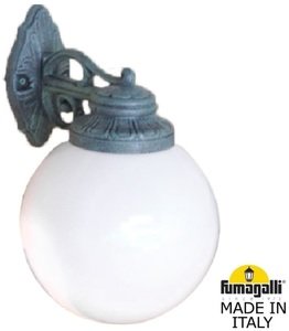 Фото Fumagalli Bisso/G250 G25.131.000.VYE27DN Светильник консольный уличный на стену с 1 фонарем 360 мм (корпус античная медь, плафон матовый)