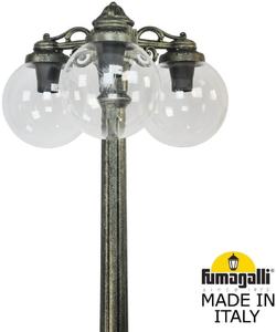 Фото Fumagalli Gigi Bisso/G250 3L Dn G25.156.S30.BXE27DN Светильник садовый с 3 фонарями 1850 мм (корпус античная бронза, плафон прозрачный)
