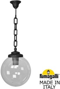 Фото Fumagalli Sichem/G300 G30.120.000.AXE27 Подвесной светильник на цепочке с 1 фонарем 750 мм (корпус черный, плафон прозрачный)