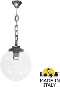 Фото Fumagalli Sichem/G300 G30.120.000.BXE27 Подвесной светильник на цепочке с 1 фонарем 750 мм (корпус античная бронза, плафон прозрачный)