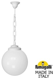 Фото Fumagalli Sichem/G300 G30.120.000.WYE27 Подвесной светильник на цепочке с 1 фонарем 750 мм (корпус белый, плафон опал)