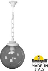 Фото Fumagalli Sichem/G300 G30.120.000.WZE27 Подвесной светильник на цепочке с 1 фонарем 750 мм (корпус белый, плафон дымчатый)