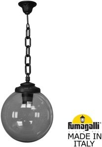 Фото Fumagalli Sichem/G300 G30.120.000.AZE27 Подвесной светильник на цепочке с 1 фонарем 750 мм (корпус черный, плафон дымчатый)