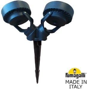 Фото Fumagalli Tommy 2L Spike 4M1.001.000.AXD2L Прожектор ландшафтный с 2 фонарями 373 мм (корпус черный, плафон матовый)