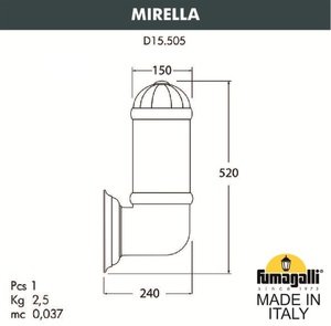 Фото Fumagalli Mirella D15.505.000.AXE27 Светильник уличный настенный с 1 фонарем 520 мм (корпус черный, плафон прозрачный)