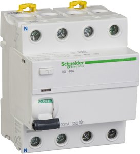 Фото Schneider Electric Acti 9 A9R22440 Выключатель дифференциального тока четырехполюсный 40А 100мА (тип А)