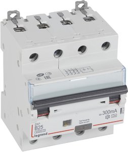 Фото Legrand DX3 411231 Автоматический выключатель дифференциального тока четырехполюсный 25А (тип A, 6 кА)