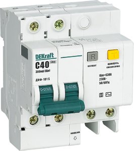 Фото DEKraft ДИФ-101 15307DEK Автоматический выключатель дифференциального тока двухполюсный 40А (тип AC, 6 кА)