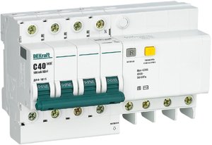 Фото DEKraft ДИФ-101 15312DEK Автоматический выключатель дифференциального тока четырехполюсный 40А (тип AC, 6 кА)