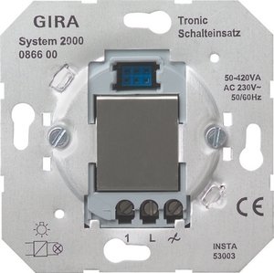 Фото Gira 086600 Выключатель Tronic (50-420 Вт, двухпроводный, механизм, скрытая установка)