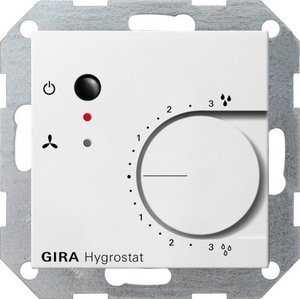 Фото Gira E2 226503 Гигростат электронный (230 В, под рамку, скрытая установка, белый глянцевый)