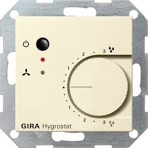 Фото Gira E2 226501 Гигростат электронный (230 В, под рамку, скрытая установка, кремовый глянцевый)