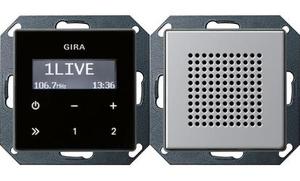 Фото Gira E22 2280203 Радио с громкоговорителем (RDS, под рамку, скрытая установка, алюминий)