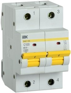 Фото IEK ВА47-150 MVA50-2-100-C Автоматический выключатель двухполюсный 100А (15 кА, C)