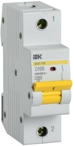 Фото IEK ВА47-150 MVA50-1-100-D Автоматический выключатель однополюсный 100А (15 кА, D)