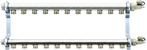 Фото REHAU HLV 11102171001 Коллекторная группа (1" НР, 11 x 3/4" НР, нержавеющая сталь)
