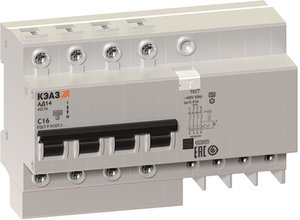 Фото КЭАЗ АД14 141607 Автоматический выключатель дифференциального тока четырехполюсный 16А (тип AC, 4.5 кА, 30 мА)