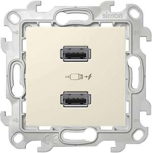 Фото Simon 24 Harmonie 2411096-031 Зарядное устройство USB (2хUSB, под рамку, скрытая установка, слоновая кость)