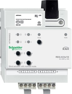 Фото Schneider Electric MTN649802 Актор для жалюзийного выключателя REG-K/2X/10 (ручное управление, 10 А, 240 В, 1043 Вт)