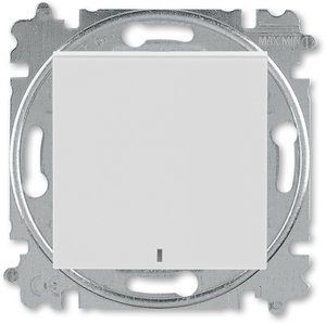 Фото ABB Levit 2CHH599147A6016 Выключатель кнопочный (подсветка, 10 А, под рамку, скрытая установка, серый/белый)
