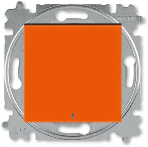 Фото ABB Levit 2CHH590146A6066 Выключатель одноклавишный (подсветка, 10 А, под рамку, скрытая установка, оранжевый/дымчатый черный)