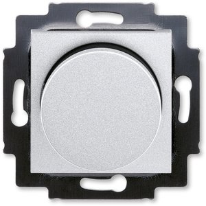 Фото ABB Levit 2CHH942247A6070 Светорегулятор поворотно-нажимной (60-600 Вт, под рамку, скрытая установка, серебро/дымчатый черный)