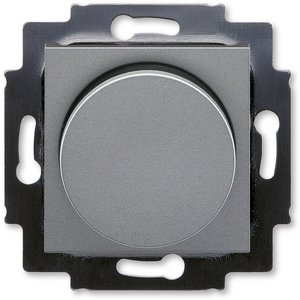 Фото ABB Levit 2CHH942247A6069 Светорегулятор поворотно-нажимной (60-600 Вт, под рамку, скрытая установка, сталь/дымчатый черный)