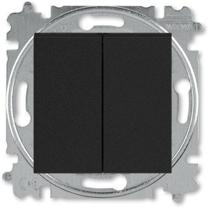 Фото ABB Levit 2CHH598745A6063 Выключатель двухклавишный кнопочный (10 А, под рамку, скрытая установка, антрацит/дымчатый черный)