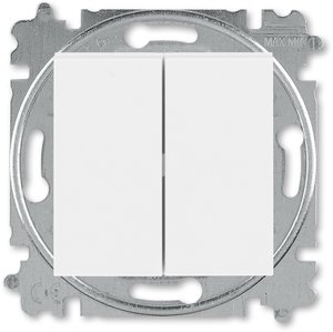 Фото ABB Levit 2CHH598745A6003 Выключатель двухклавишный кнопочный (10 А, под рамку, скрытая установка, белый/белый)