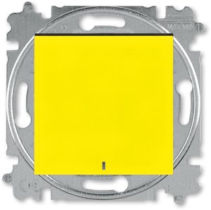 Фото ABB Levit 2CHH599147A6064 Выключатель кнопочный (подсветка, 10 А, под рамку, скрытая установка, желтый/дымчатый черный)