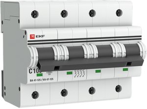 Фото Автоматический выключатель 4P 100А (C) 15кА ВА 47-125 EKF PROxima