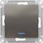 Фото Schneider Electric AtlasDesign ATN000913 Выключатель одноклавишный (10 А, под рамку, подсветка, скрытая установка, сталь)