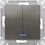 Фото Schneider Electric AtlasDesign ATN000953 Выключатель двухклавишный (10 А, под рамку, подсветка, скрытая установка, сталь)