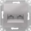 Фото Schneider Electric AtlasDesign ATN000385 Розетка компьютерная (2xRJ45, под рамку, скрытая установка, алюминий)